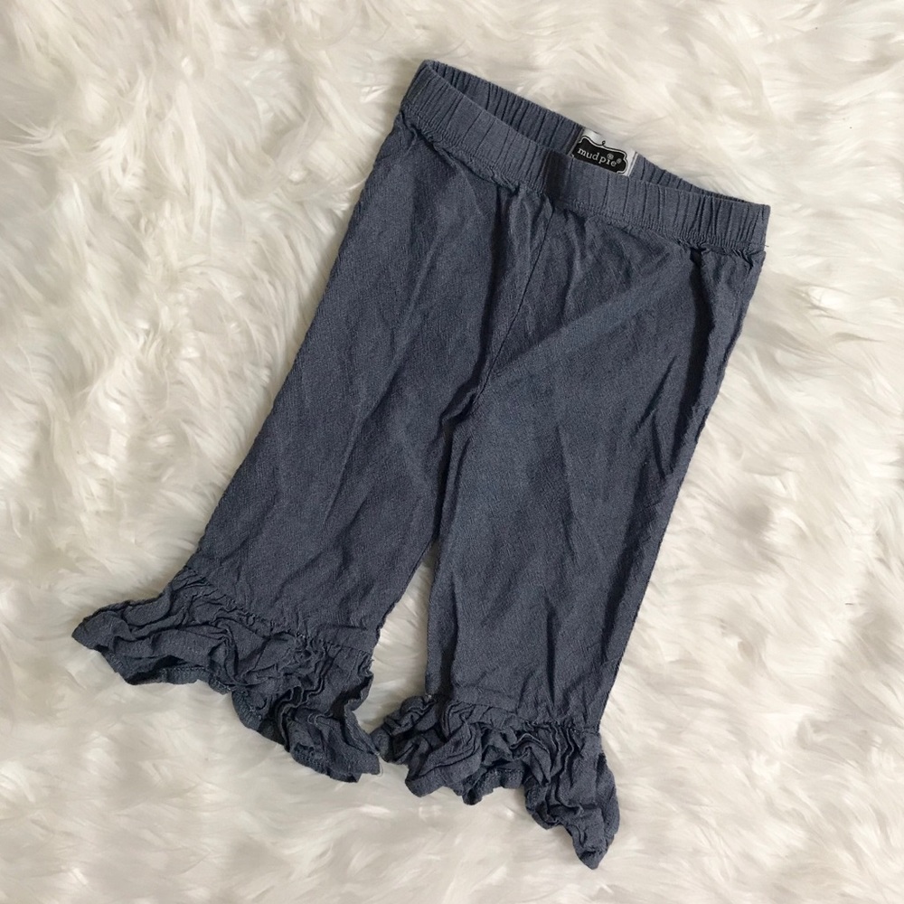 Mudpie Blue Chambray Ruffle Pants 3T